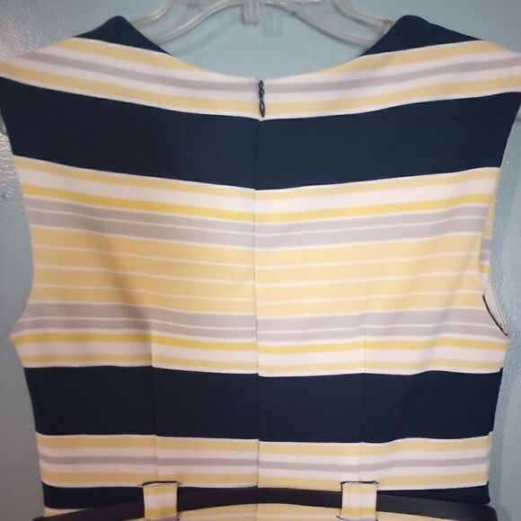 Shelby + Palmer sleeveless striped midi dress with belt - Picture 9 of 13